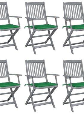 VidaXL Tuinstoelen inklapbaar 6 st met kussens massief acaciahout