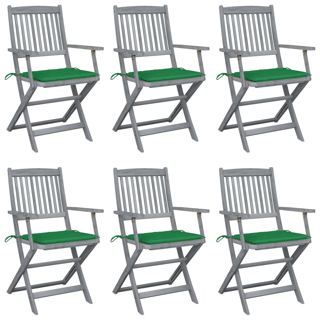 VidaXL Tuinstoelen inklapbaar 6 st met kussens massief acaciahout