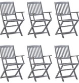 VidaXL Tuinstoelen inklapbaar 6 st met kussens massief acaciahout