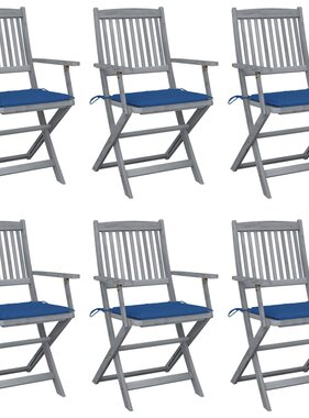 VidaXL Tuinstoelen inklapbaar 6 st met kussens massief acaciahout