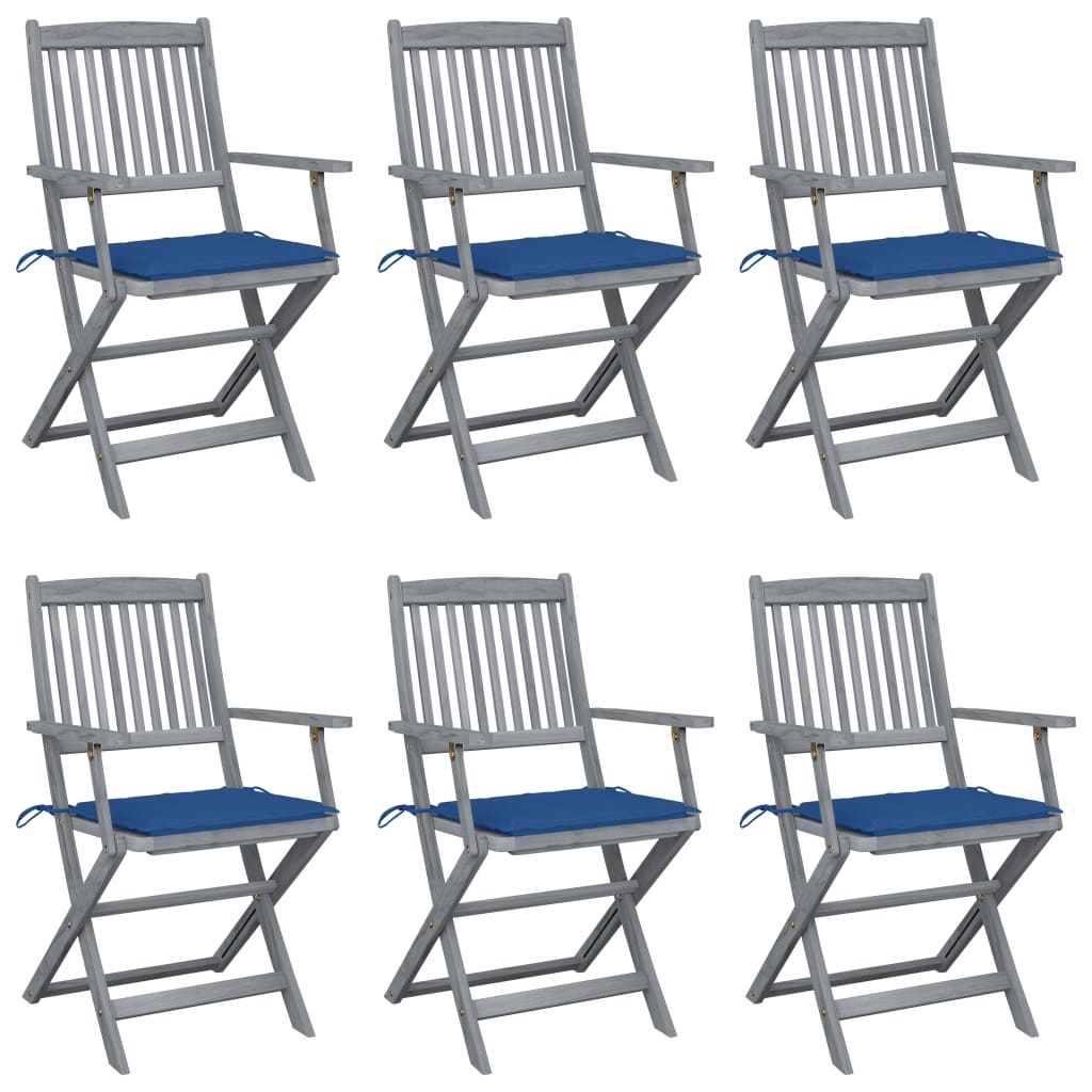 VidaXL Tuinstoelen inklapbaar 6 st met kussens massief acaciahout