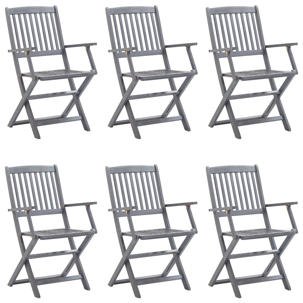 VidaXL Tuinstoelen inklapbaar 6 st met kussens massief acaciahout