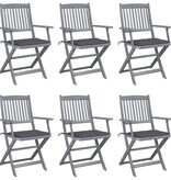 VidaXL Tuinstoelen inklapbaar 6 st met kussens massief acaciahout