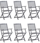 VidaXL Tuinstoelen inklapbaar 6 st met kussens massief acaciahout