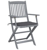 VidaXL Tuinstoelen inklapbaar 6 st met kussens massief acaciahout