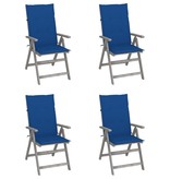 VidaXL Tuinstoelen verstelbaar 4 st met kussens massief acaciahout