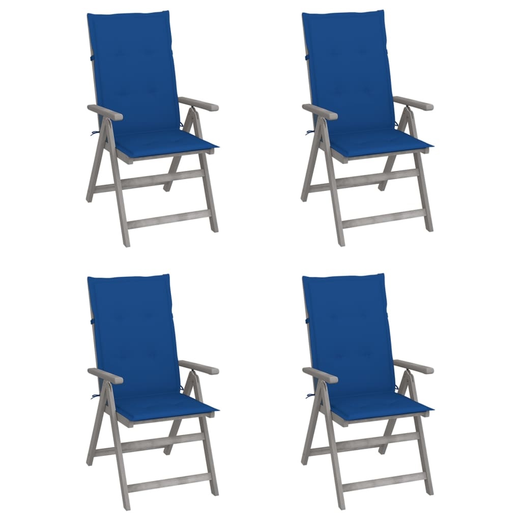 VidaXL Tuinstoelen verstelbaar 4 st met kussens massief acaciahout