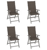 VidaXL Tuinstoelen verstelbaar 4 st met kussens massief acaciahout