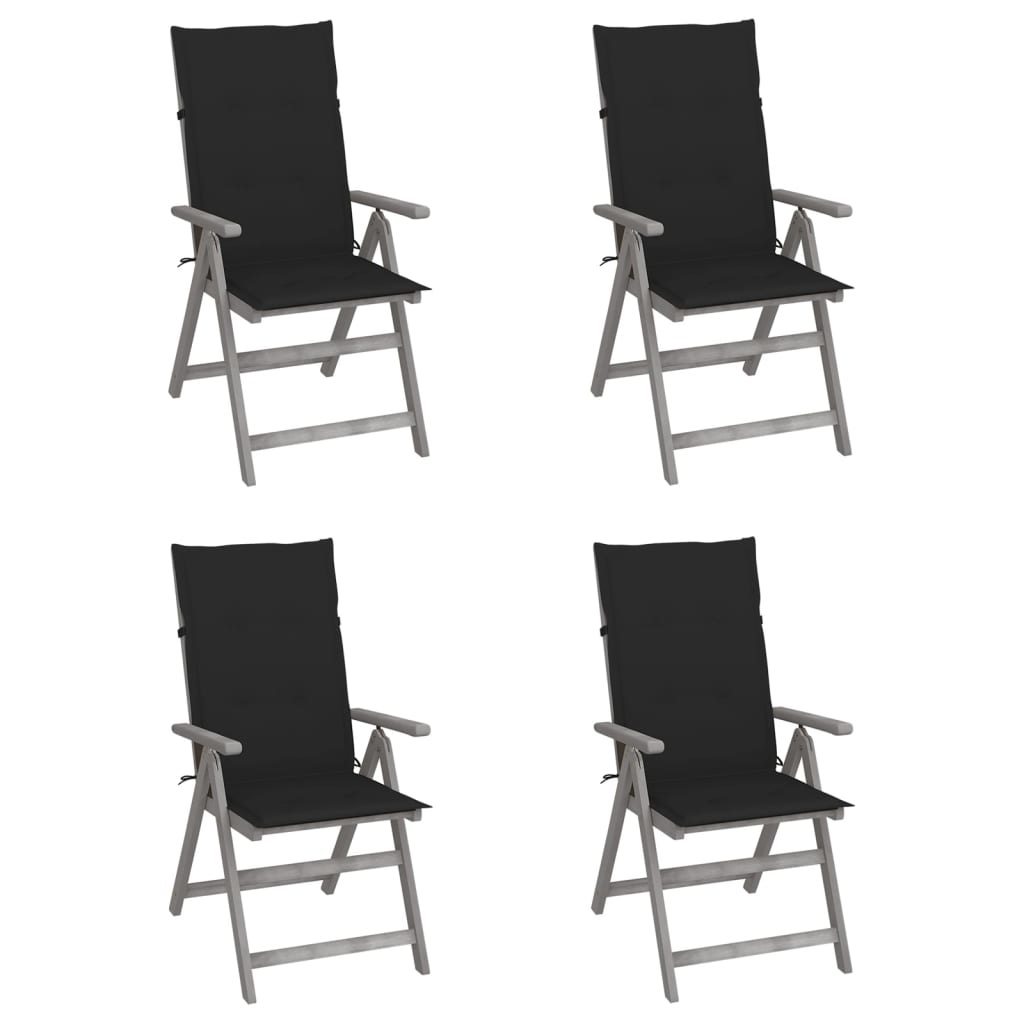 VidaXL Tuinstoelen verstelbaar 4 st met kussens massief acaciahout
