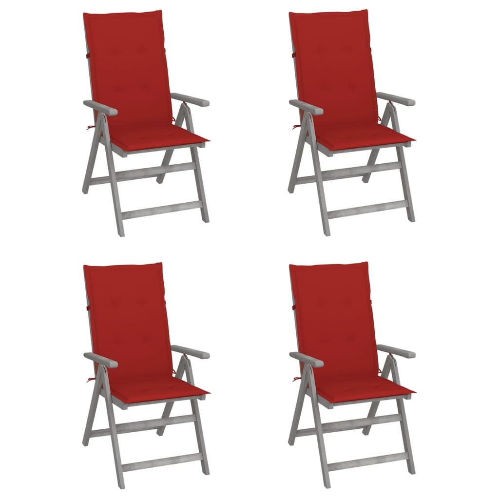 VidaXL Tuinstoelen verstelbaar 4 st met kussens massief acaciahout