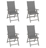 VidaXL Tuinstoelen verstelbaar 4 st met kussens massief acaciahout