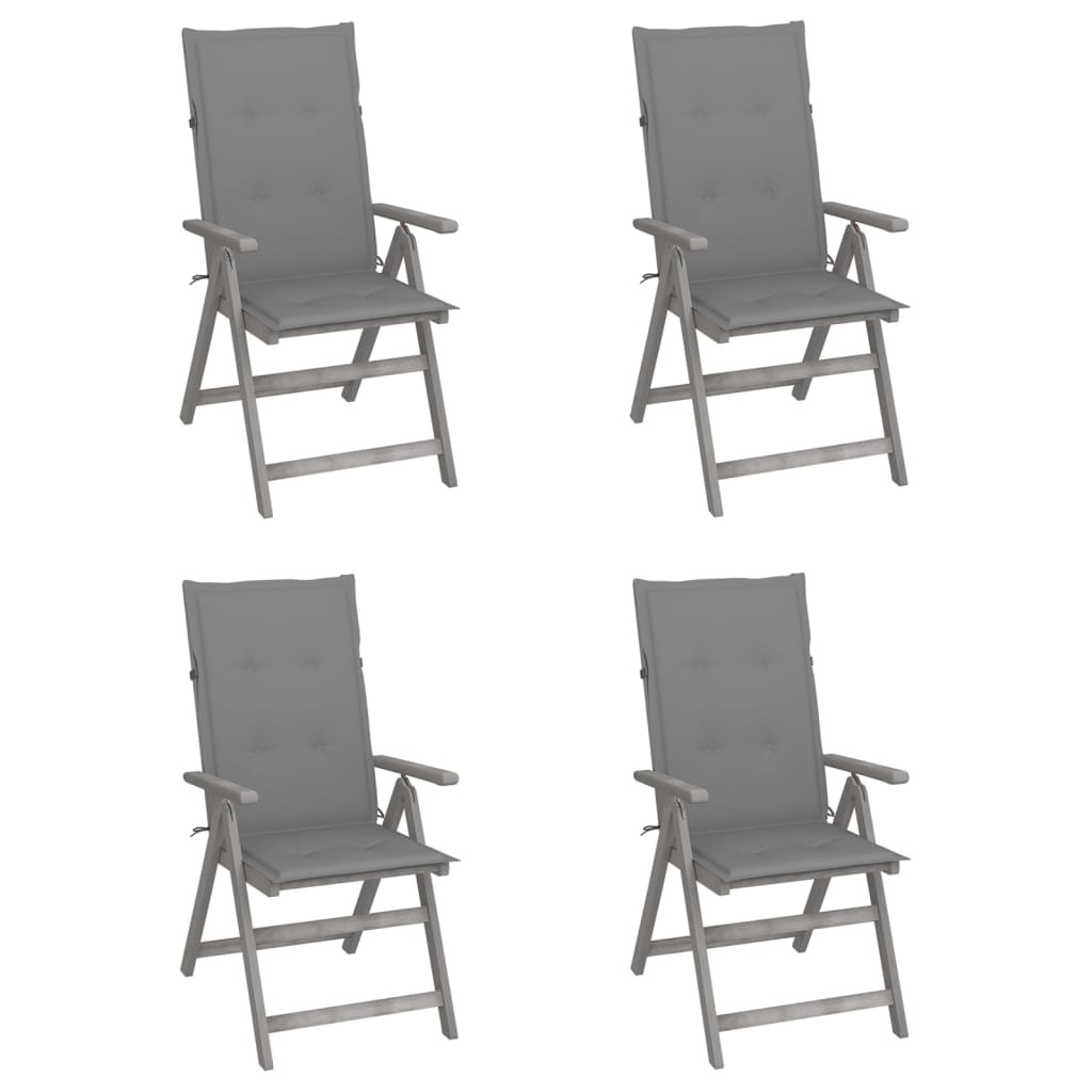 VidaXL Tuinstoelen verstelbaar 4 st met kussens massief acaciahout