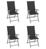 VidaXL Tuinstoelen verstelbaar 4 st met kussens massief acaciahout