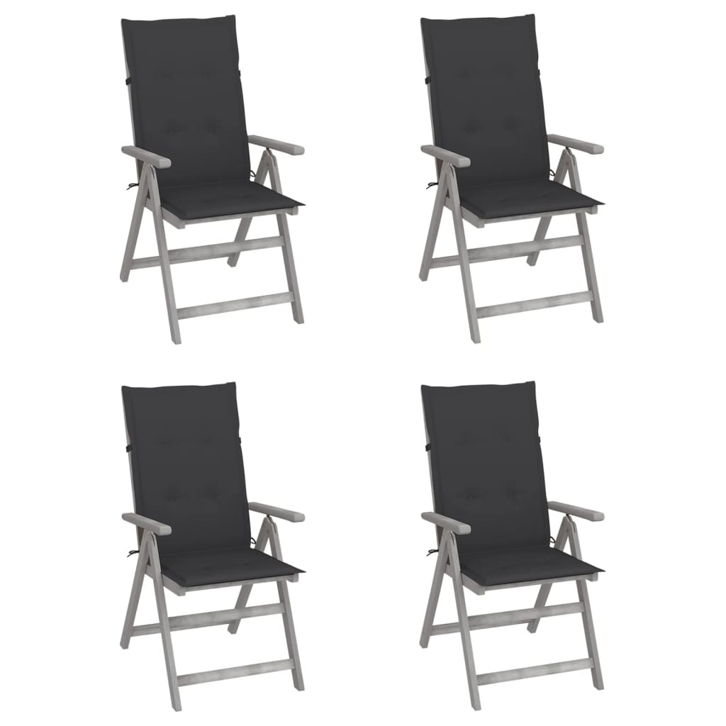 VidaXL Tuinstoelen verstelbaar 4 st met kussens massief acaciahout