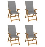 VidaXL Tuinstoelen verstelbaar 4 st met kussens massief acaciahout