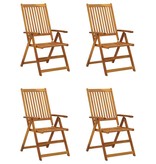 VidaXL Tuinstoelen verstelbaar 4 st met kussens massief acaciahout