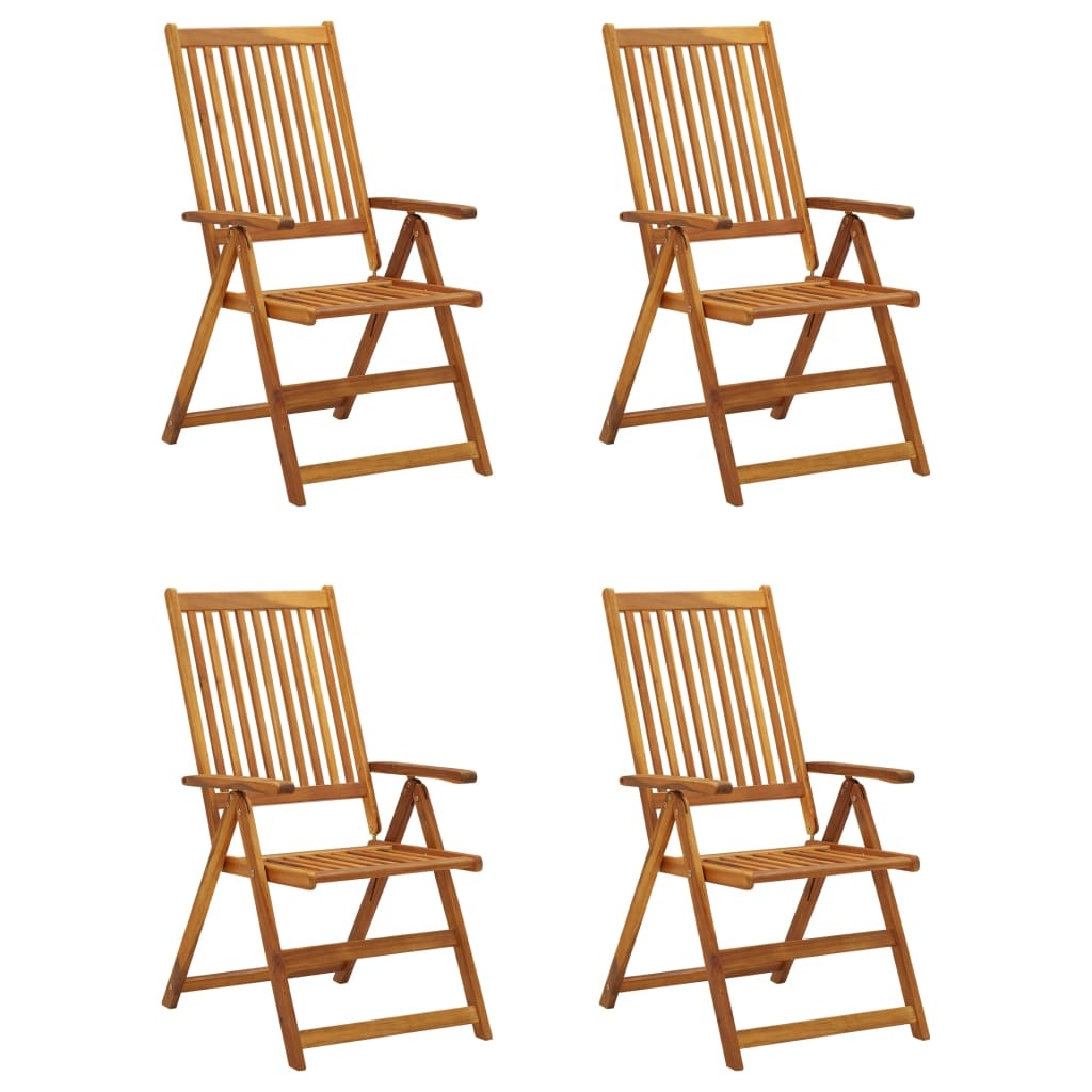 VidaXL Tuinstoelen verstelbaar 4 st met kussens massief acaciahout