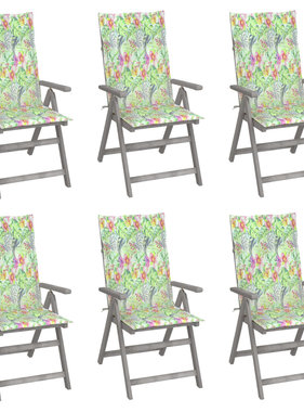 VidaXL Tuinstoelen verstelbaar 6 st met kussens massief acaciahout