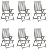VidaXL Tuinstoelen verstelbaar 6 st met kussens massief acaciahout