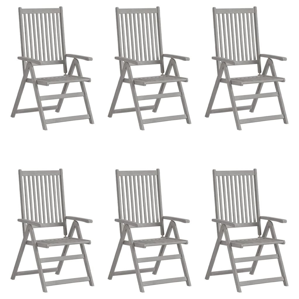 VidaXL Tuinstoelen verstelbaar 6 st met kussens massief acaciahout