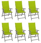 VidaXL Tuinstoelen verstelbaar 6 st met kussens massief acaciahout
