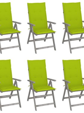 VidaXL Tuinstoelen verstelbaar 6 st met kussens massief acaciahout