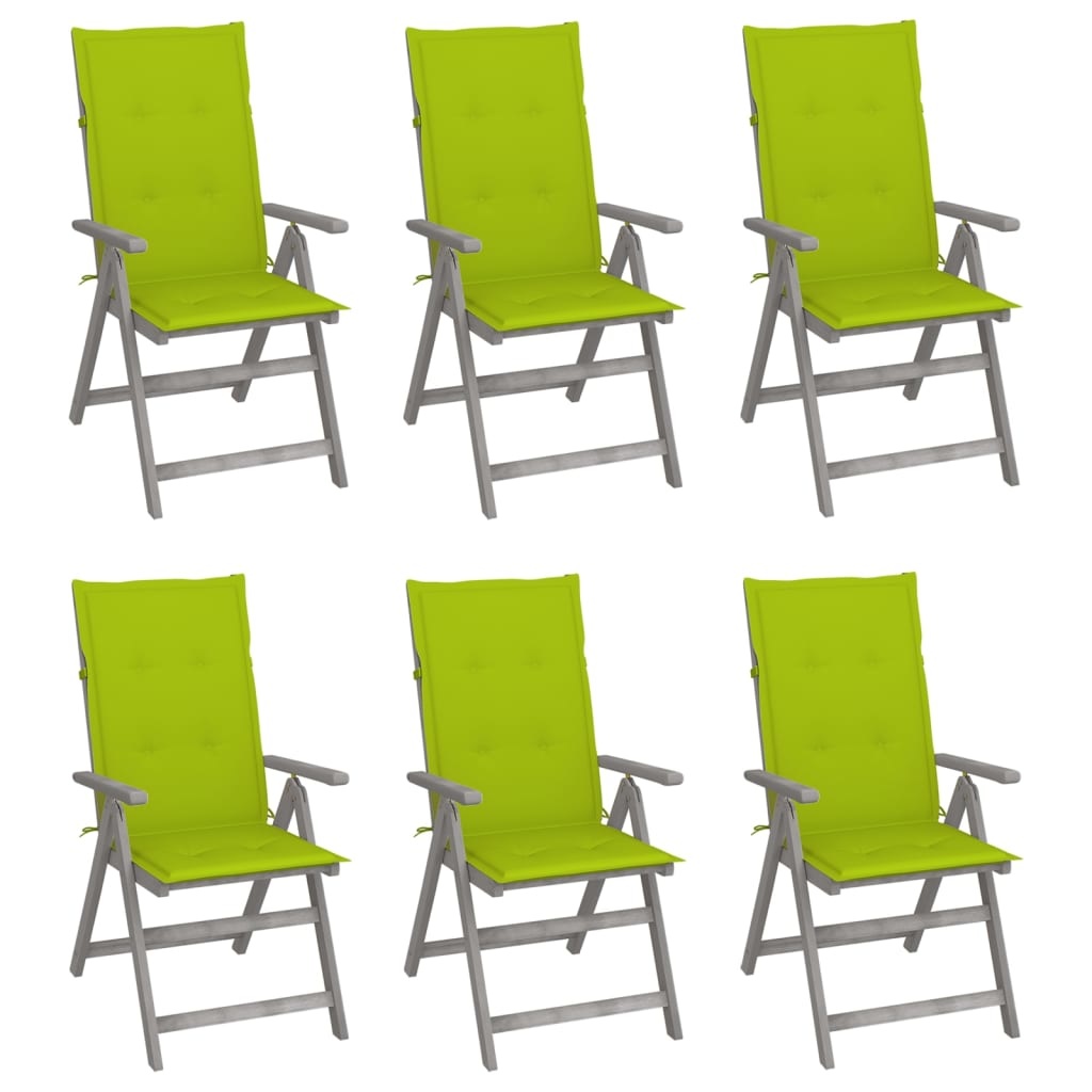 VidaXL Tuinstoelen verstelbaar 6 st met kussens massief acaciahout