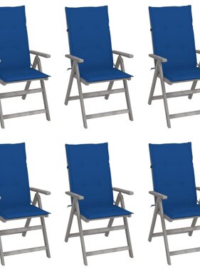 VidaXL Tuinstoelen verstelbaar 6 st met kussens massief acaciahout