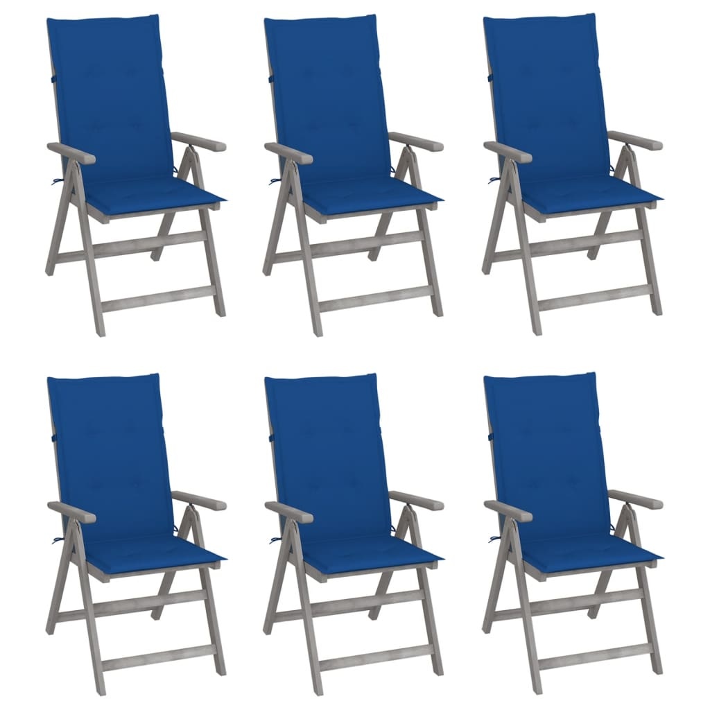 VidaXL Tuinstoelen verstelbaar 6 st met kussens massief acaciahout