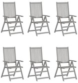 VidaXL Tuinstoelen verstelbaar 6 st met kussens massief acaciahout