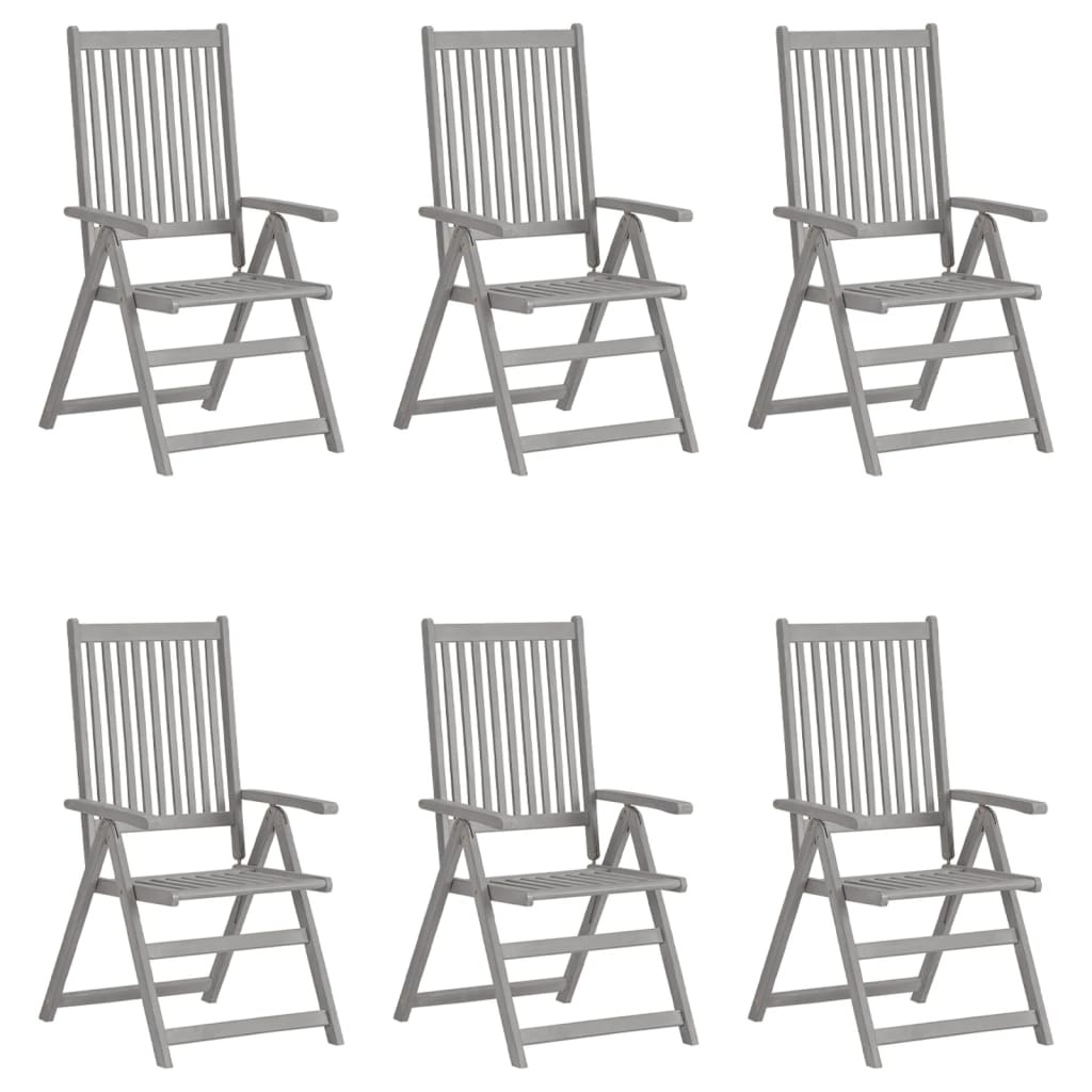 VidaXL Tuinstoelen verstelbaar 6 st met kussens massief acaciahout