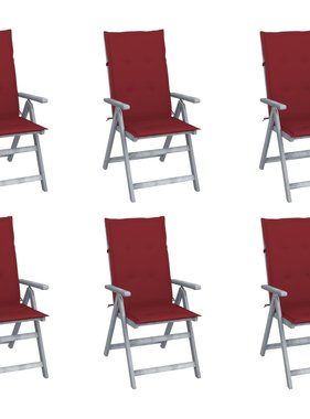 VidaXL Tuinstoelen verstelbaar 6 st met kussens massief acaciahout
