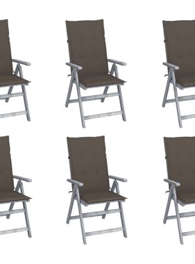 VidaXL Tuinstoelen verstelbaar 6 st met kussens massief acaciahout