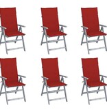 VidaXL Tuinstoelen verstelbaar 6 st met kussens massief acaciahout