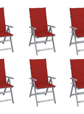 VidaXL Tuinstoelen verstelbaar 6 st met kussens massief acaciahout