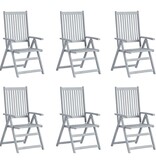 VidaXL Tuinstoelen verstelbaar 6 st met kussens massief acaciahout