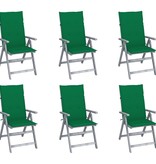 VidaXL Tuinstoelen verstelbaar 6 st met kussens massief acaciahout