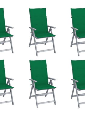 VidaXL Tuinstoelen verstelbaar 6 st met kussens massief acaciahout