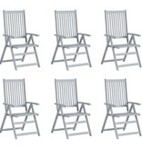 VidaXL Tuinstoelen verstelbaar 6 st met kussens massief acaciahout