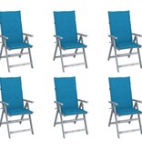 VidaXL Tuinstoelen verstelbaar 6 st met kussens massief acaciahout