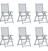 VidaXL Tuinstoelen verstelbaar 6 st met kussens massief acaciahout