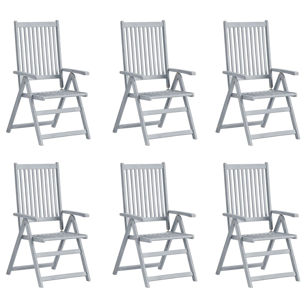 VidaXL Tuinstoelen verstelbaar 6 st met kussens massief acaciahout
