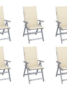 VidaXL Tuinstoelen verstelbaar 6 st met kussens massief acaciahout