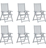VidaXL Tuinstoelen verstelbaar 6 st met kussens massief acaciahout