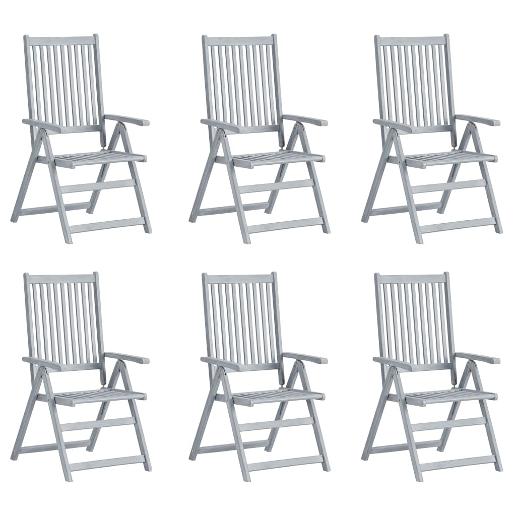 VidaXL Tuinstoelen verstelbaar 6 st met kussens massief acaciahout