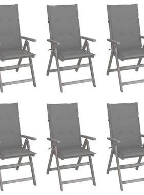 VidaXL Tuinstoelen verstelbaar 6 st met kussens massief acaciahout
