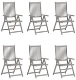 VidaXL Tuinstoelen verstelbaar 6 st met kussens massief acaciahout