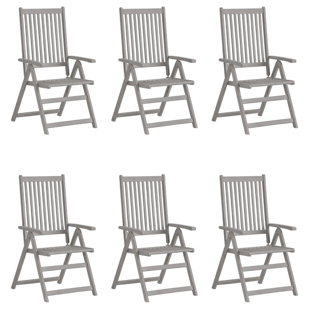 VidaXL Tuinstoelen verstelbaar 6 st met kussens massief acaciahout