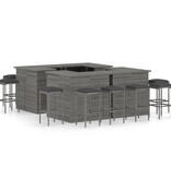 VidaXL 16-delige Tuinbarset met kussens poly rattan grijs