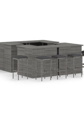 VidaXL 16-delige Tuinbarset met kussens poly rattan grijs